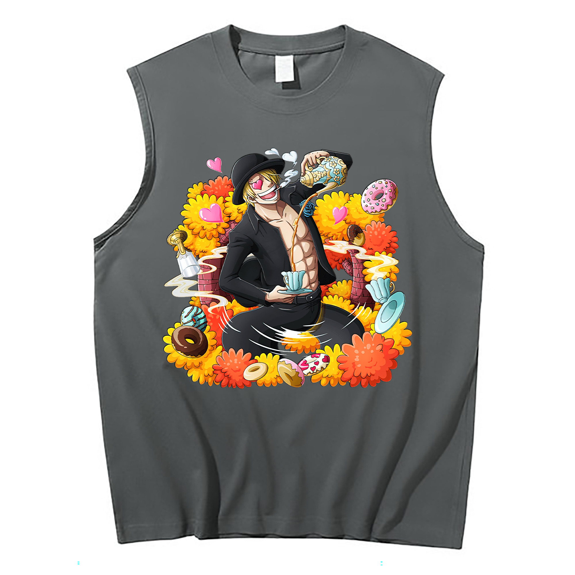 （画像用） ワンピース サンジ ONE PIECE Sanji コットン100％タンクトップ（フロントプリント）